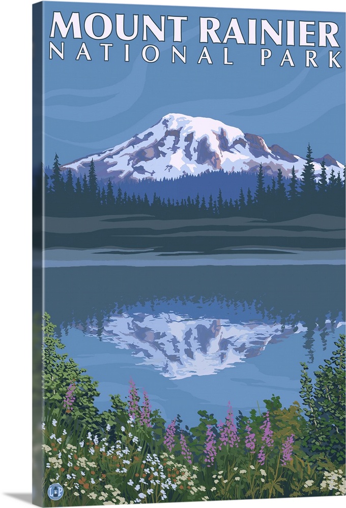 Mount Rainier - Reflection Lake: Retro Travel Poster