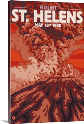 Mount St. Helens - Eruption View: Retro Travel Poster