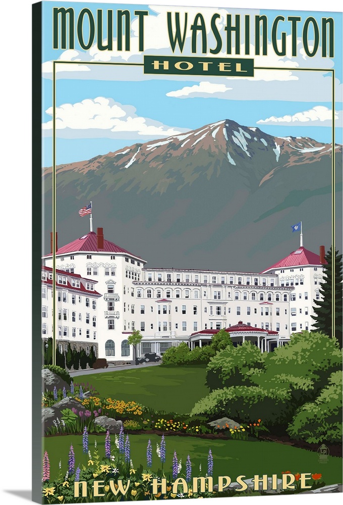 Mount Washington Hotel in Spring - Bretton Woods, New Hampshire: Retro Travel Poster