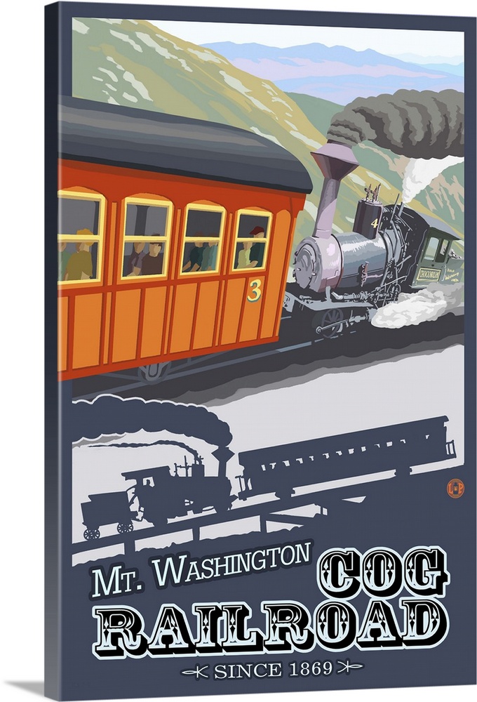Mount Washington, New Hampshire - Cog Railroad: Retro Travel Poster