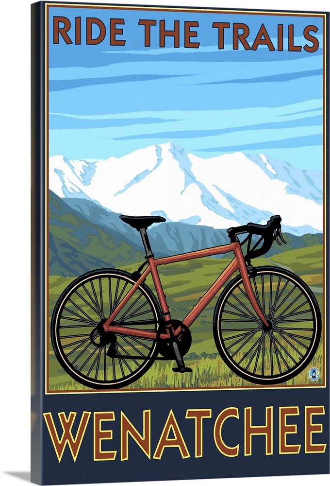 Mountain Bike Scene - Wenatchee, WA: Retro Travel Poster