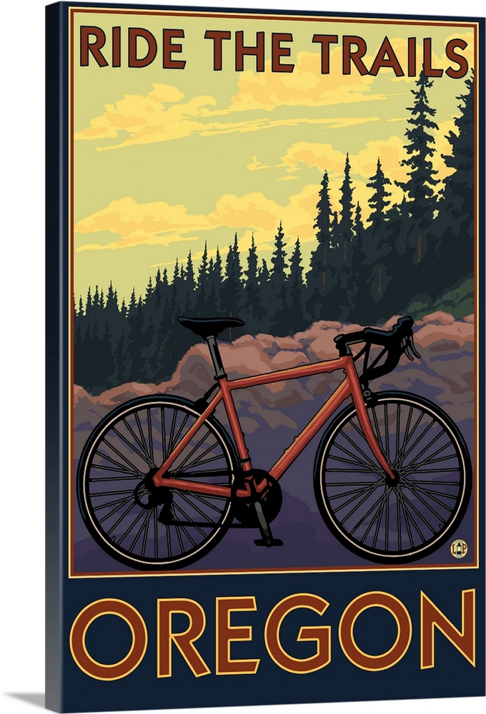 Mountain Bike (trail) - Oregon: Retro Travel Poster