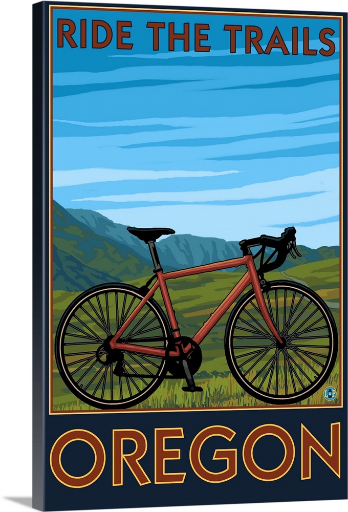 Mountain Bike (valley) - Oregon: Retro Travel Poster