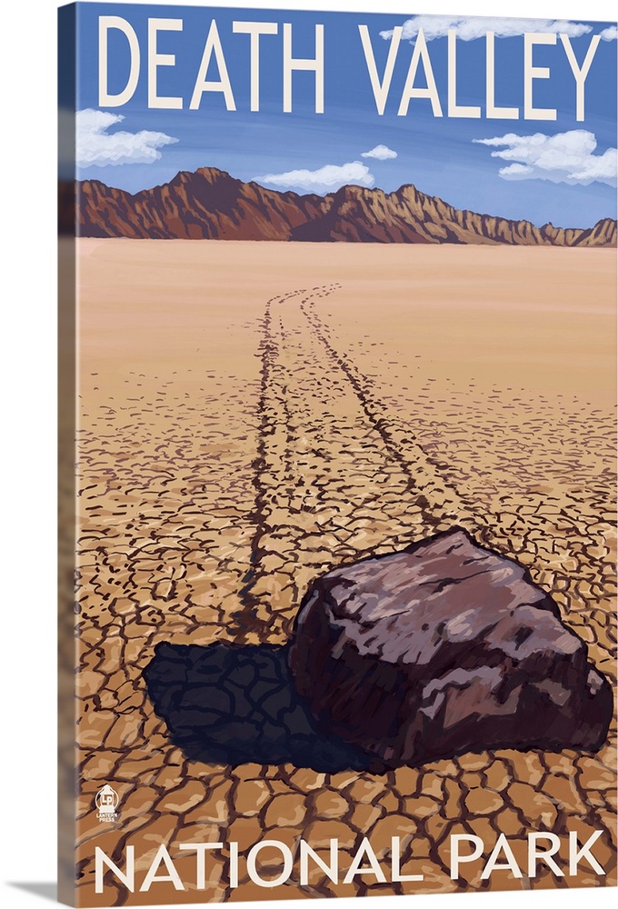 Moving Rocks - Death Valley National Park: Retro Travel Poster
