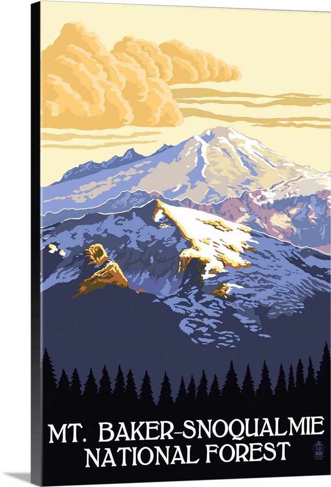 Mt. Baker Snoqualmie National Forest: Retro Travel Poster