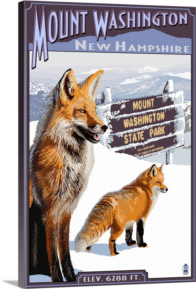 Mt. Washington, New Hampshire - Fox Scene: Retro Travel Poster