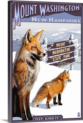 Mt. Washington, New Hampshire - Fox Scene: Retro Travel Poster