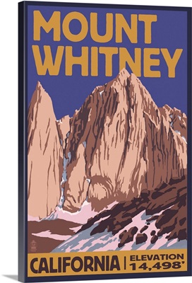 Mt. Whitney, California Peak: Retro Travel Poster