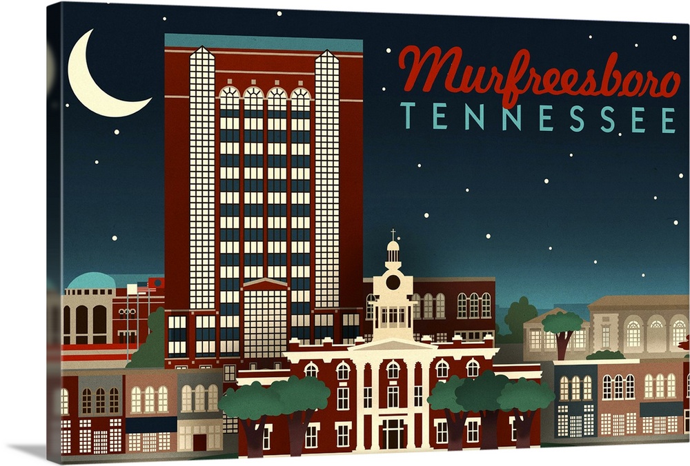 Murfreesboro, Tennessee, Retro Style Skyline