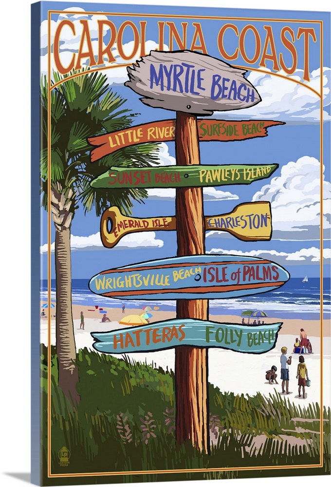 Myrtle Beach, SC - Destination Signs: Retro Travel Poster