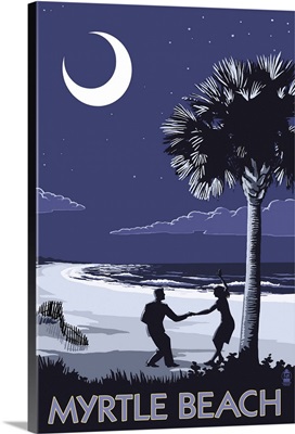 Myrtle Beach, South Carolina - Palmetto Moon Beach Dancers: Retro Travel Poster