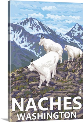 Naches, Washington - Goat Family: Retro Travel Poster