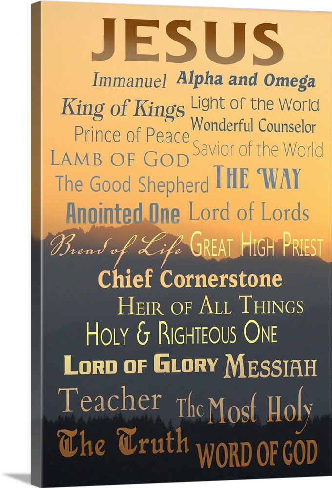 Names of God - Inspirational - Lantern Press Artwork: Retro Travel Poster