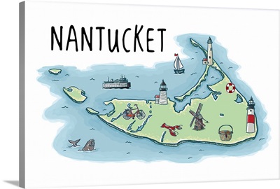 Nantucket Island - Line Drawing