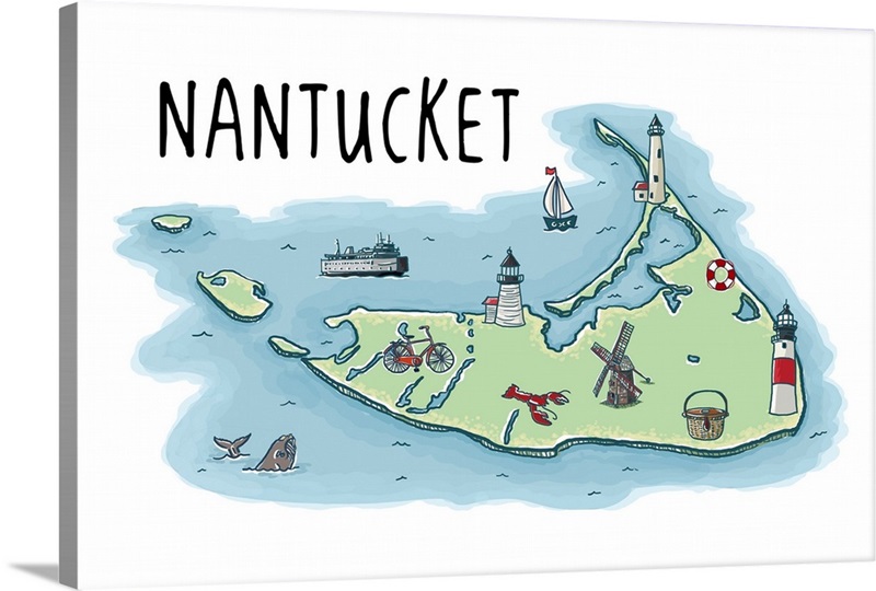 Nantucket Island - Line Drawing | Great Big Canvas