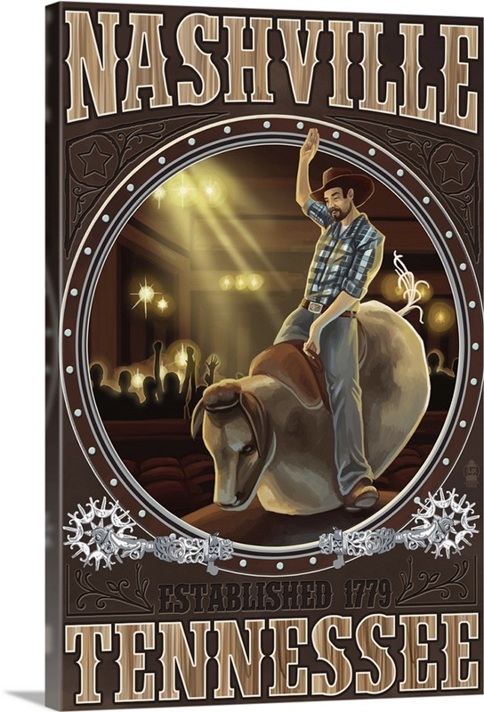 Nashville, Tennessee, Cowboy and Mechanical Bull Great Big Canvas