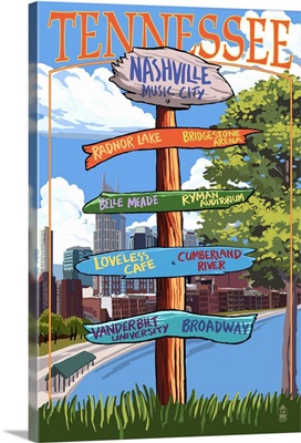 Nashville, Tennessee - Sign Destinations: Retro Travel Poster