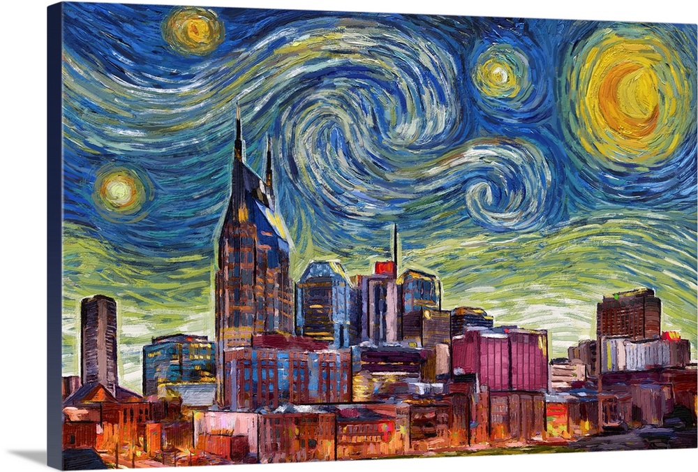 Nashville, Tennessee - Starry Night City Series