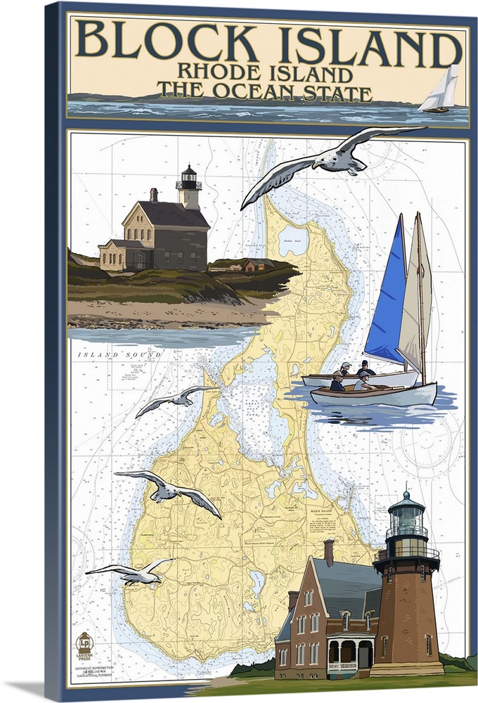 Nautical Chart, Block Island, Rhode Island