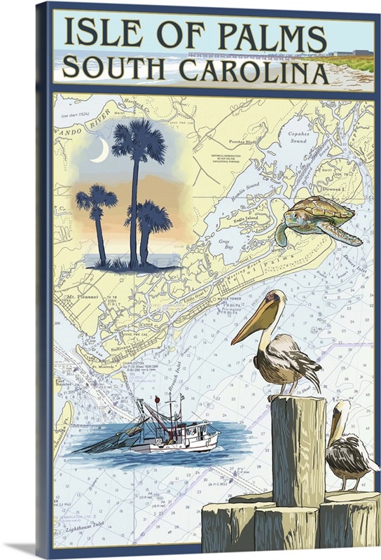 Nautical Chart, Isle of Palms, South Carolina Wall Art, Canvas Prints