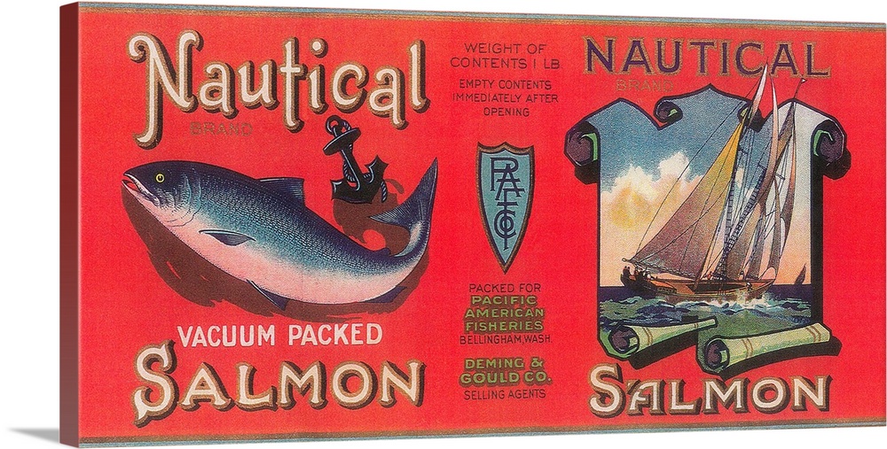 A vintage label from a can of salmon.