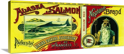 Neptune Salmon Can Label, Wrangell, AK