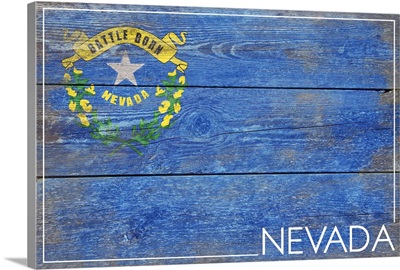 Nevada State Flag on Wood