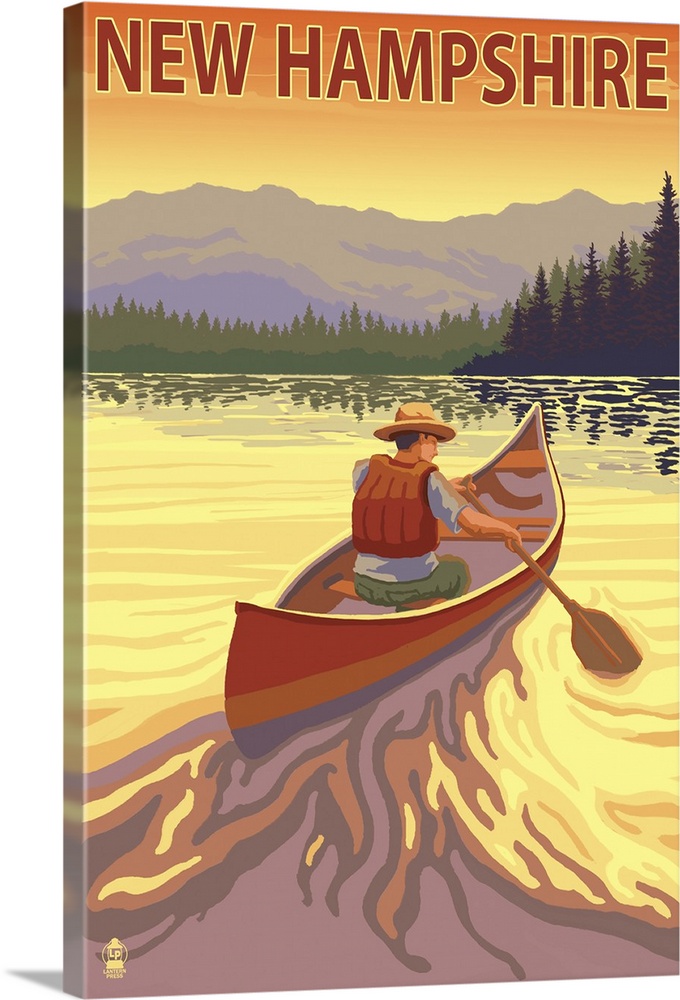 New Hampshire - Canoe Scene: Retro Travel Poster