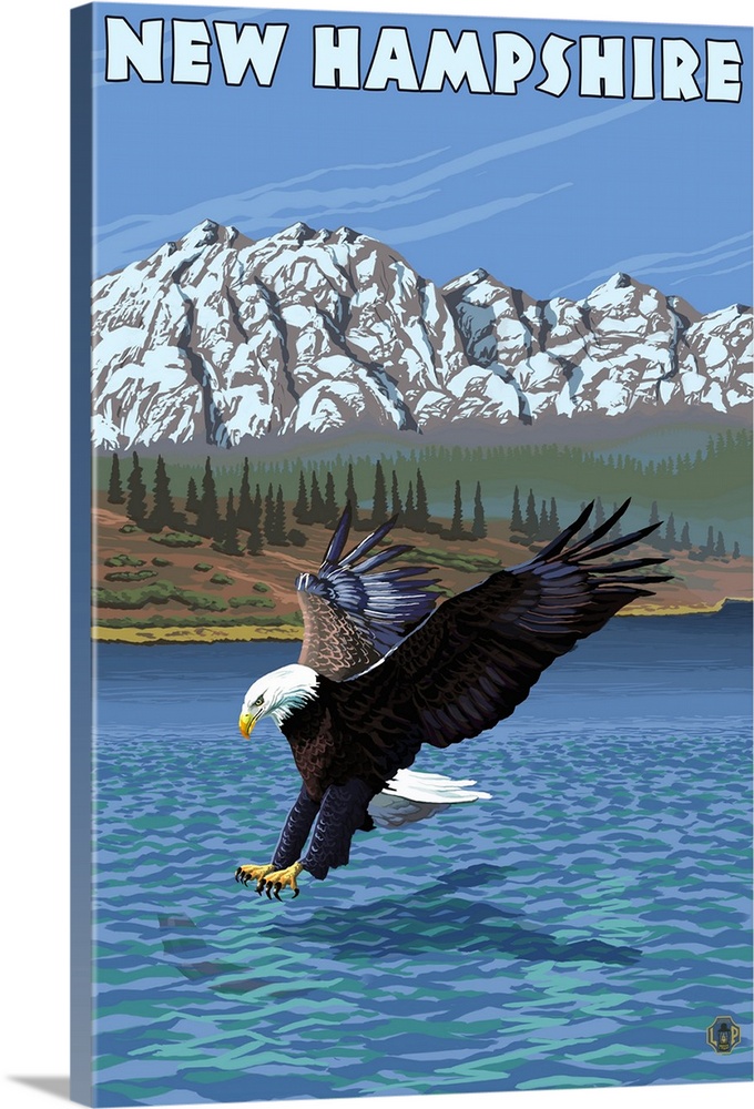 New Hampshire - Eagle Fishing: Retro Travel Poster