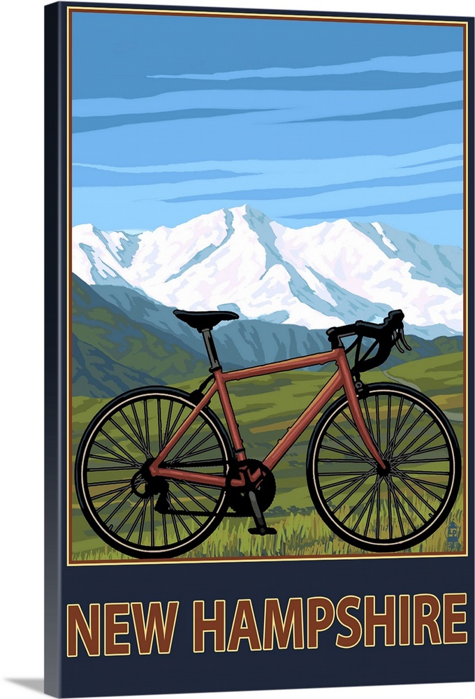 New Hampshire - Mountain Bike: Retro Travel Poster