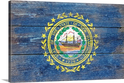 New Hampshire State Flag on Wood