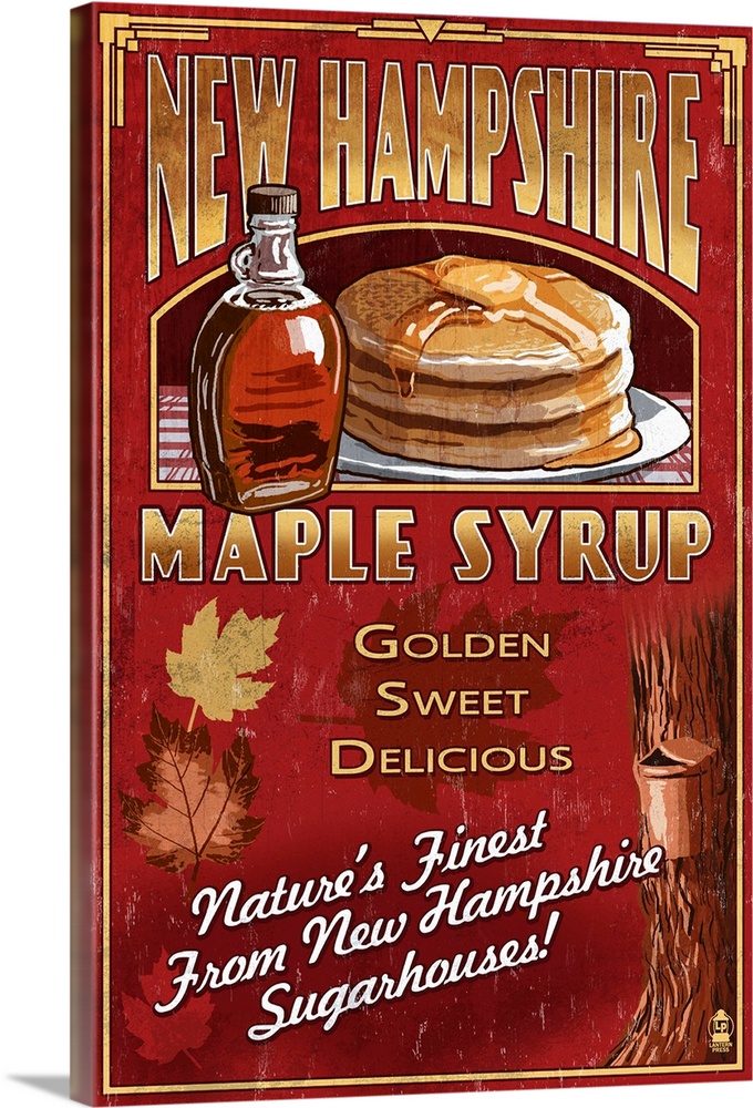 New Hampshire - Syrup Vintage Sign: Retro Travel Poster