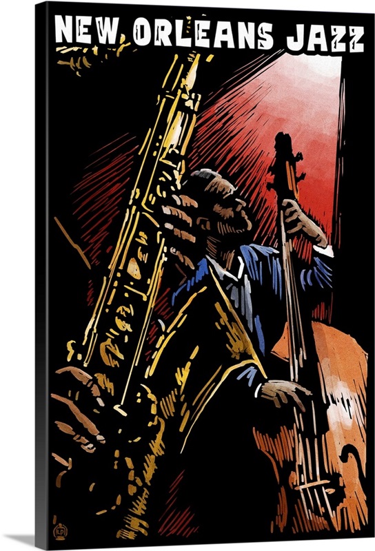 New Orleans, Louisiana, Jazz Band, Scratchboard Great Big Canvas