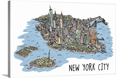 New York City, New York - Line Drawing