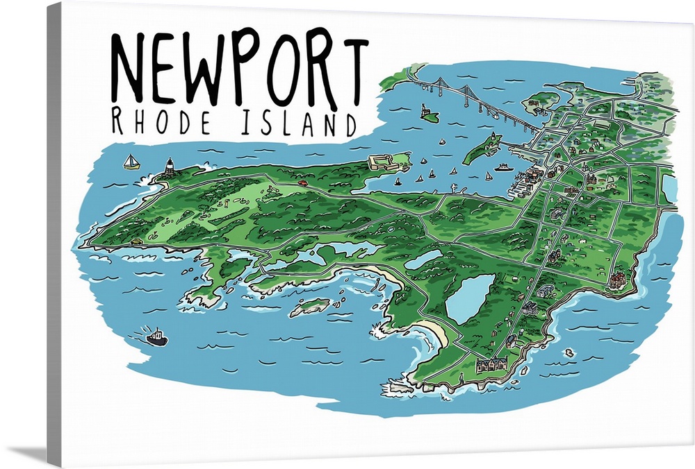 Newport, Rhode Island -  Line Drawing