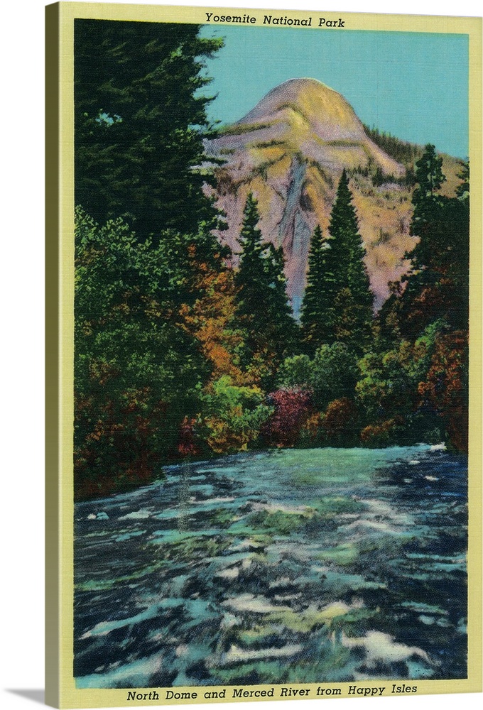 North Dome and Merced River from Happy Isles, Yosemite, CA