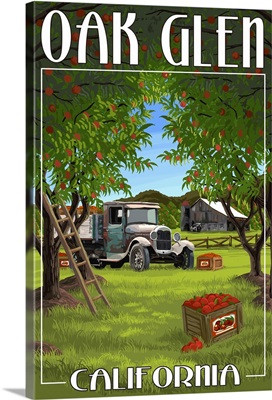 Oak Glen, California - Apple Orchard Harvest: Retro Travel Poster