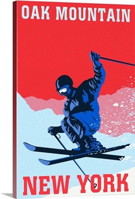 Oak Mountain, Speculator, New York, Colorblocked Skier