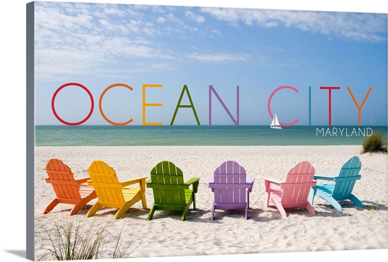 Ocean City, Maryland, Colorful Beach Chairs Great Big Canvas