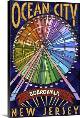 Ocean City, New Jersey - Boardwalk Ferris Wheel: Retro Travel Poster