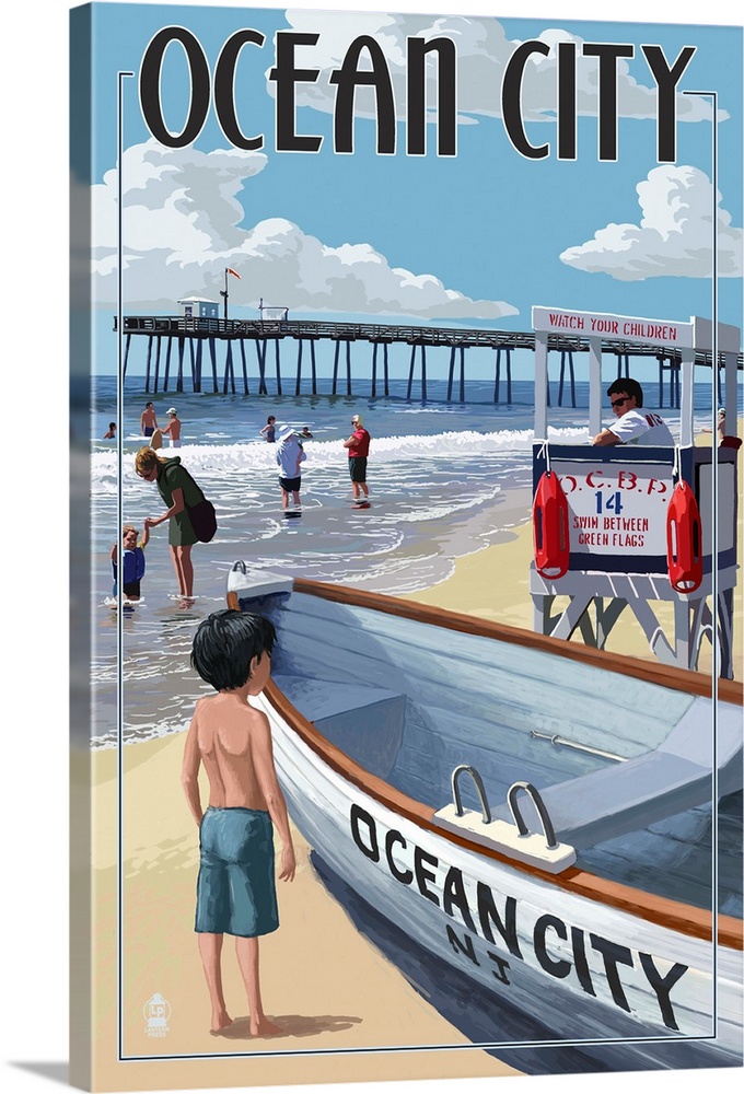 Ocean City, New Jersey - Lifeguard Stand: Retro Travel Poster