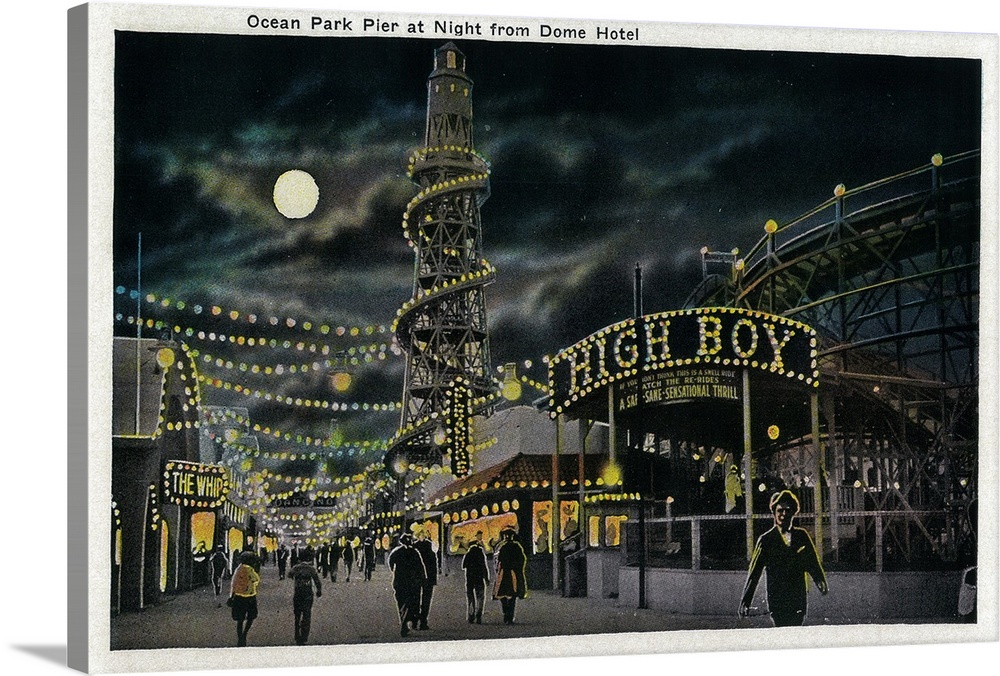 Ocean Park Pier at Night from Dome Hotel, Santa Monica, CA