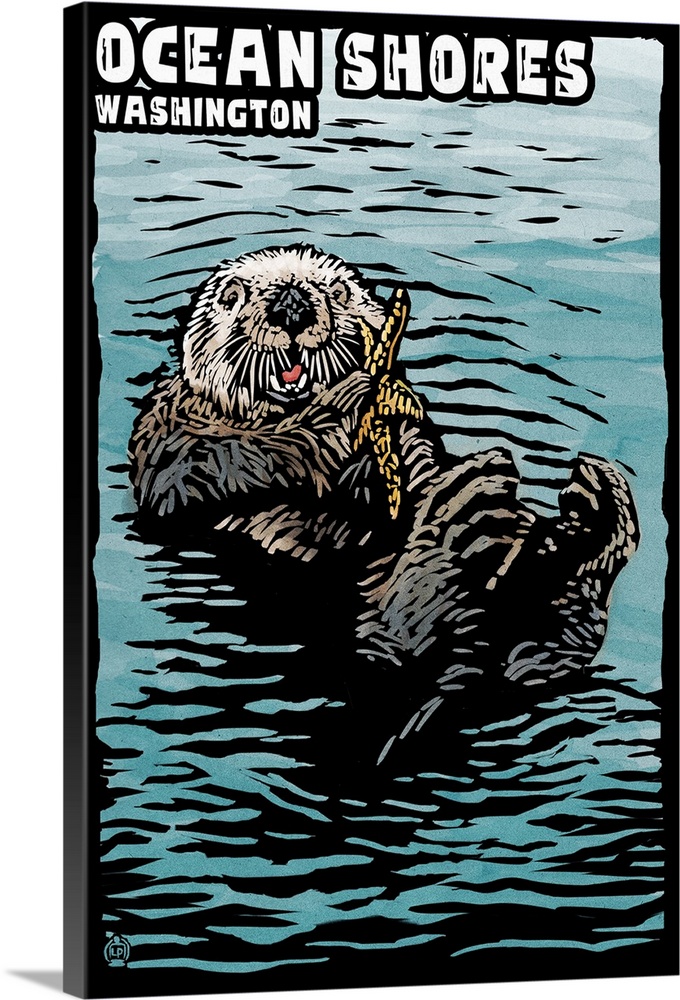 Ocean Shores, Washington, Sea Otter, Scratchboard