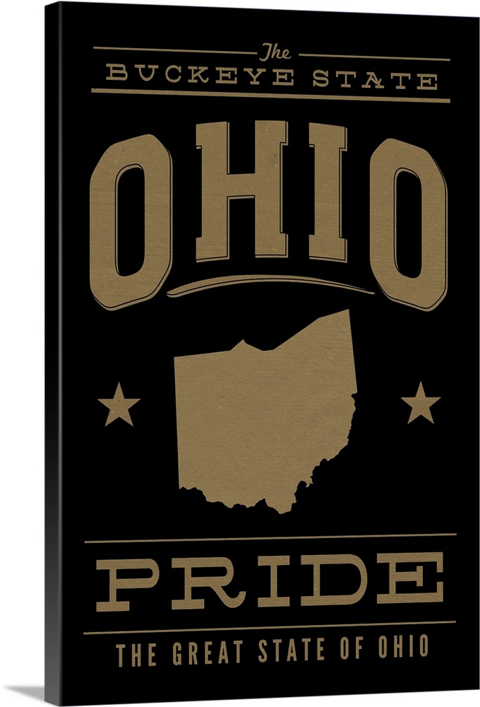 The Ohio state outline on black with gold text.