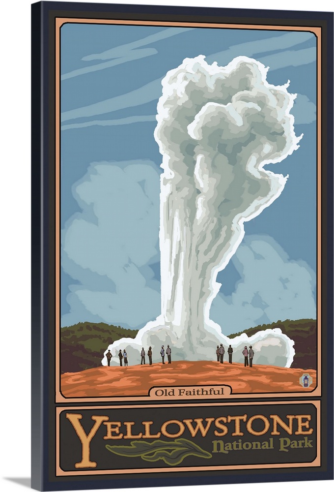 Old Faithful Geyser - Yellowstone National Park: Retro Travel Poster