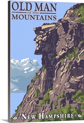 Old Man of the Mountains - New Hampshire: Retro Travel Poster