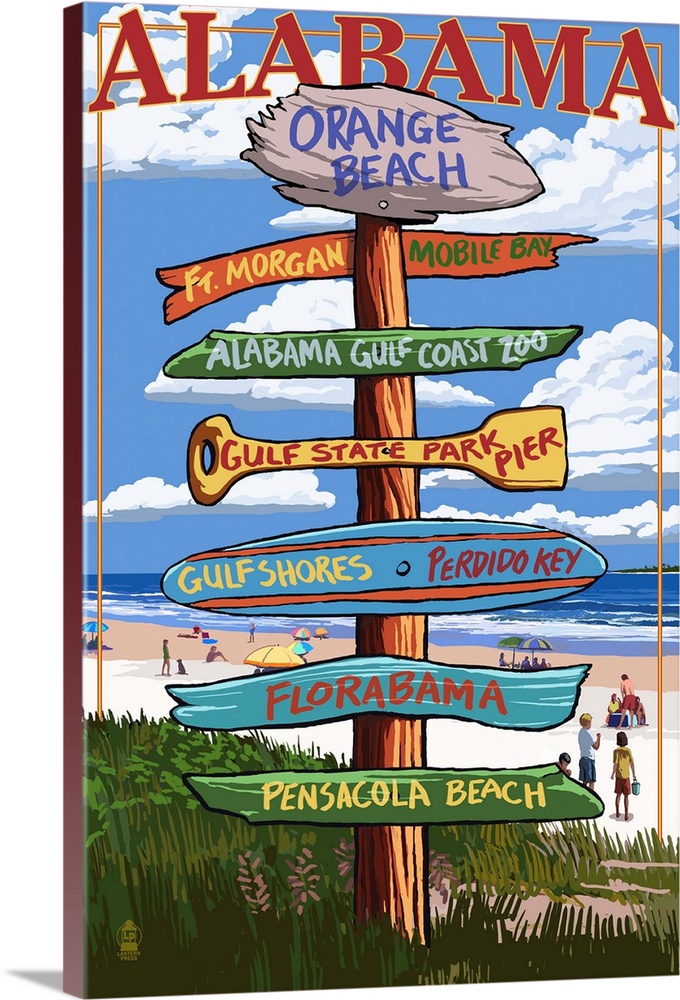 Orange Beach, Alabama - Sign Destinations: Retro Travel Poster