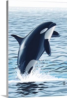 Orca Whale Jumping: Retro Poster Art