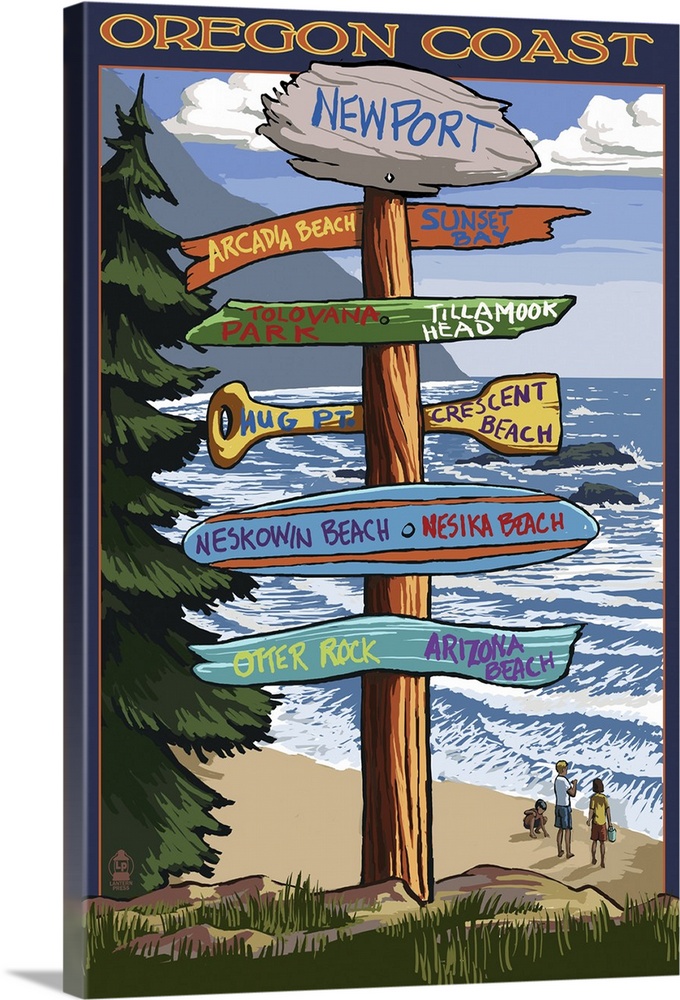 Oregon Coast Destinations: Retro Travel Poster