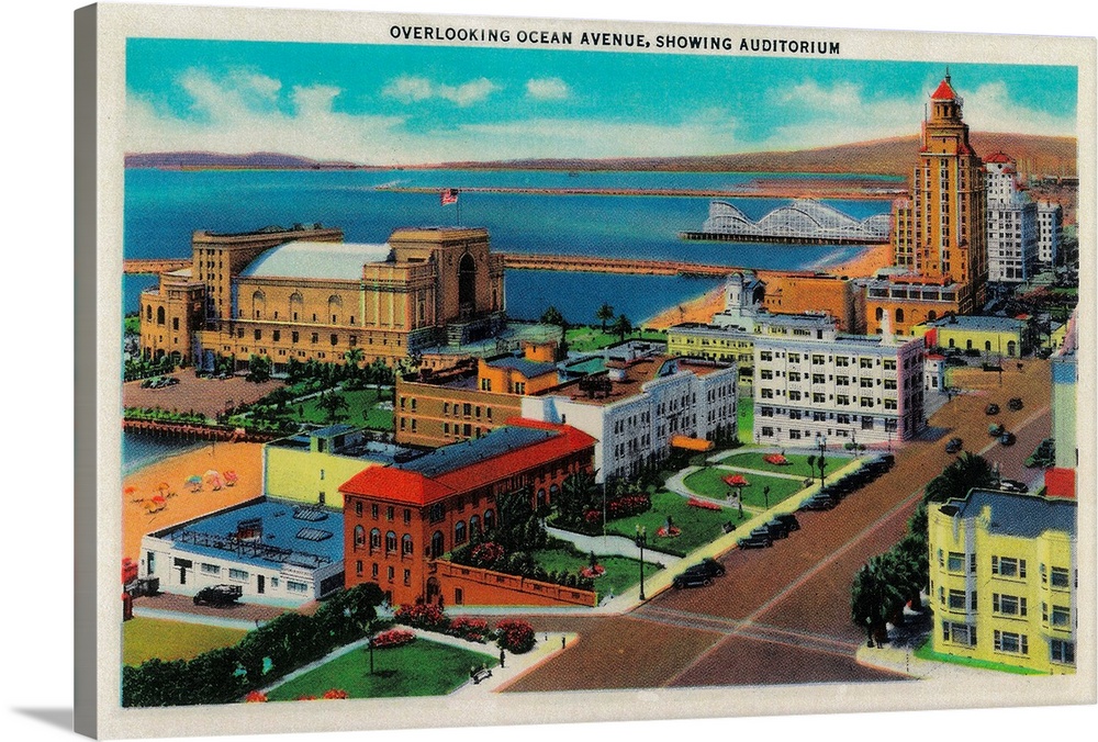 Overlooking Ocean Avenue, showing Auditorium, Long Beach, CA